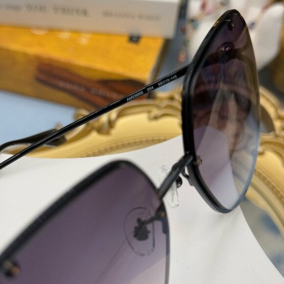 🆕 ALEXANDER MCQUEEN 🧿 NWOT AM0366S Black Wire Rimmed Butterfly Shaped Glasses - Picture 7 of 13